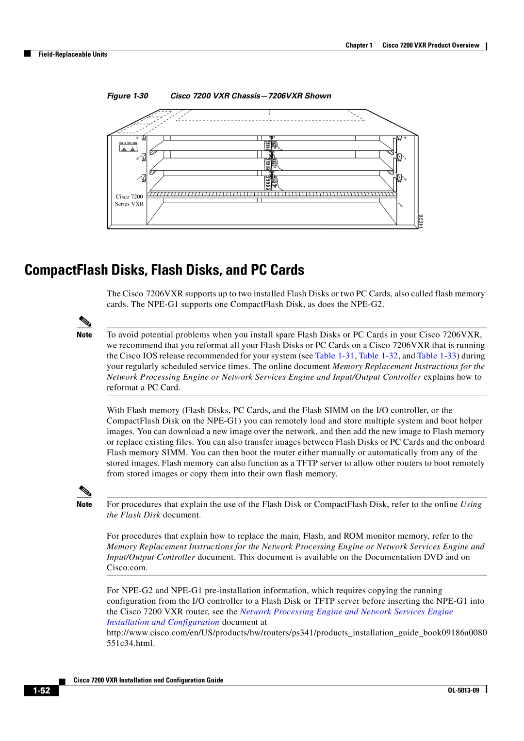 Cisco Systems manual CompactFlash Disks, Flash Disks, and PC Cards, Cisco 7200 VXR Chassis-7206VXR Shown 