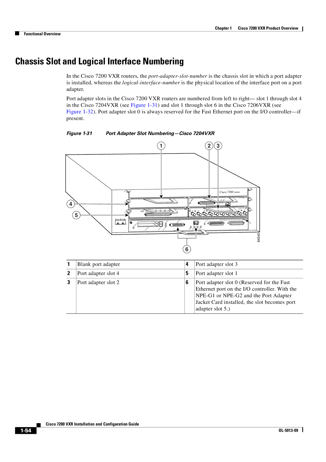 Cisco Systems 7200 VXR manual Chassis Slot and Logical Interface Numbering, Cisco 