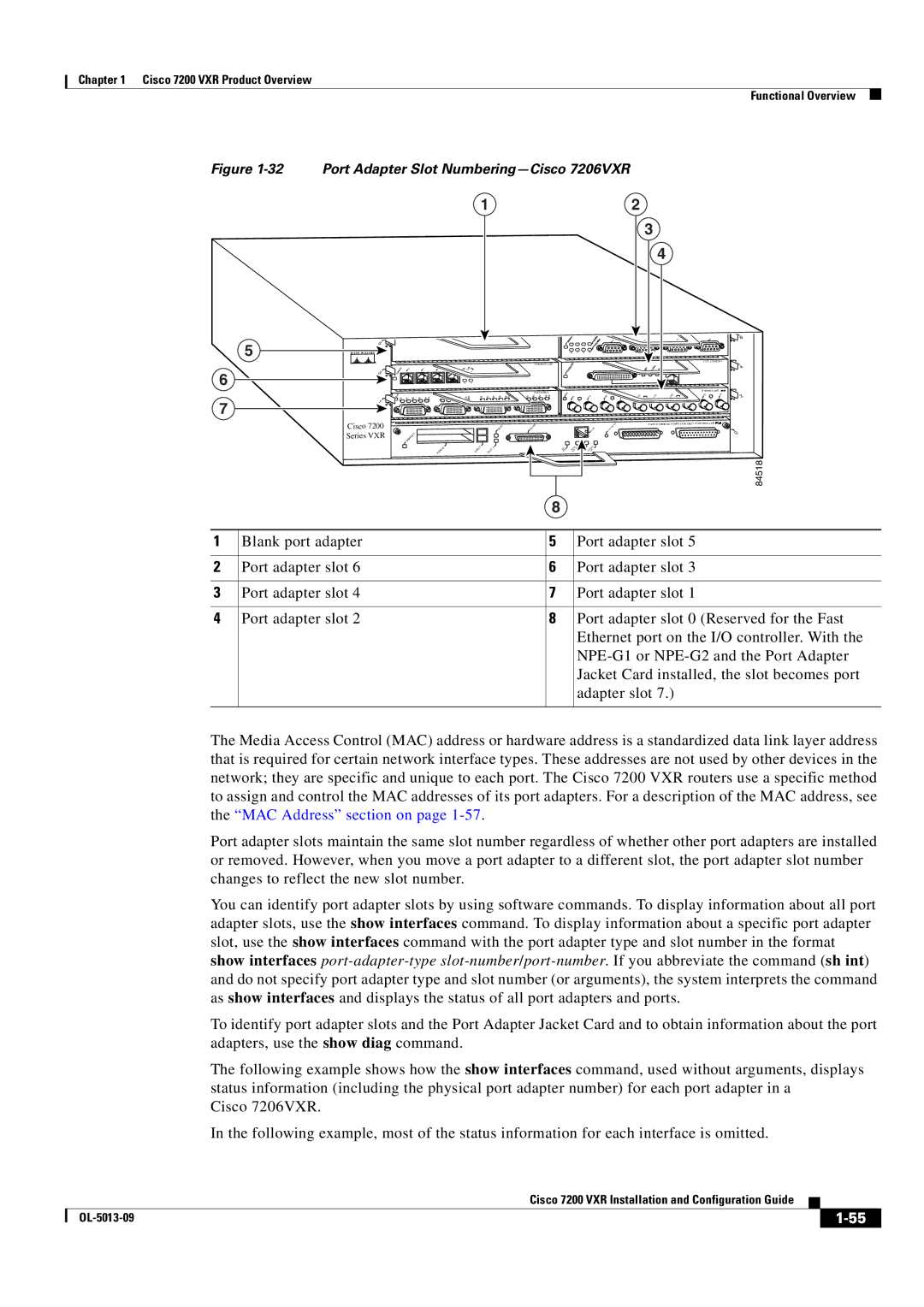 Cisco Systems 7200 VXR manual Port Adapter Slot Numbering-Cisco 7206VXR 