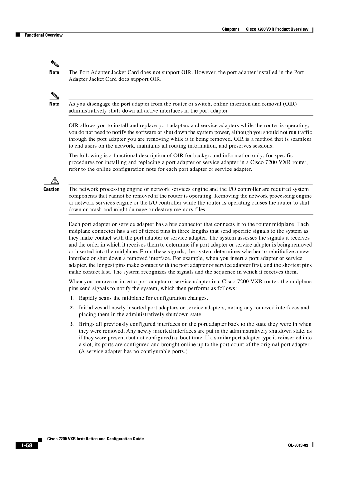 Cisco Systems manual Cisco 7200 VXR Product Overview Functional Overview 