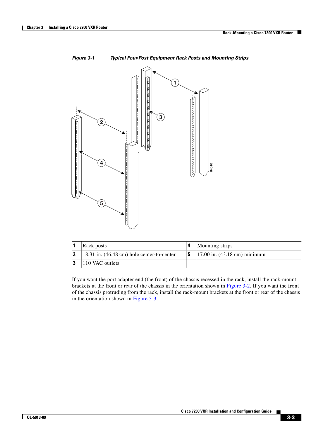 Cisco Systems 7200 VXR manual Typical Four-Post Equipment Rack Posts and Mounting Strips 