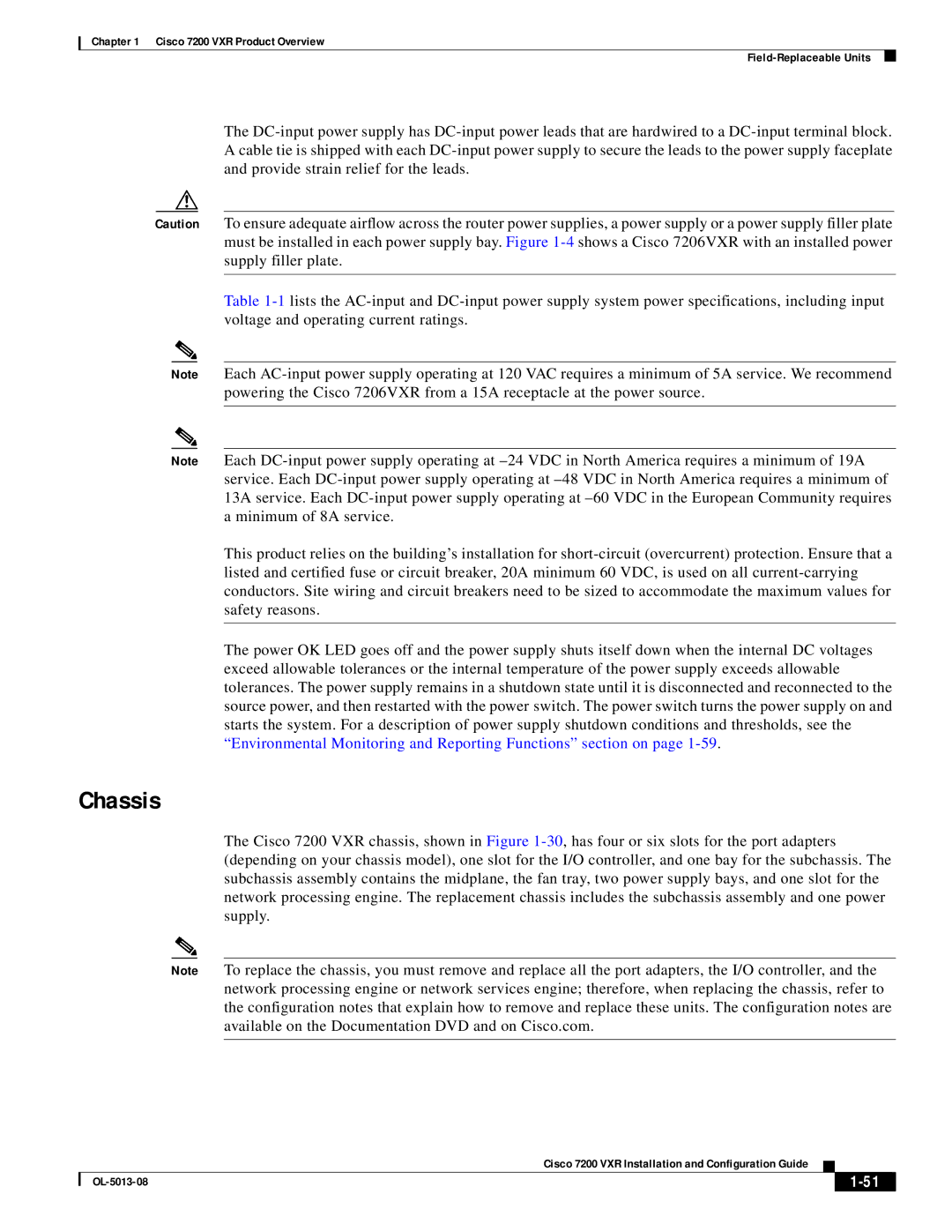 Cisco Systems 7200 VXR manual Chassis 