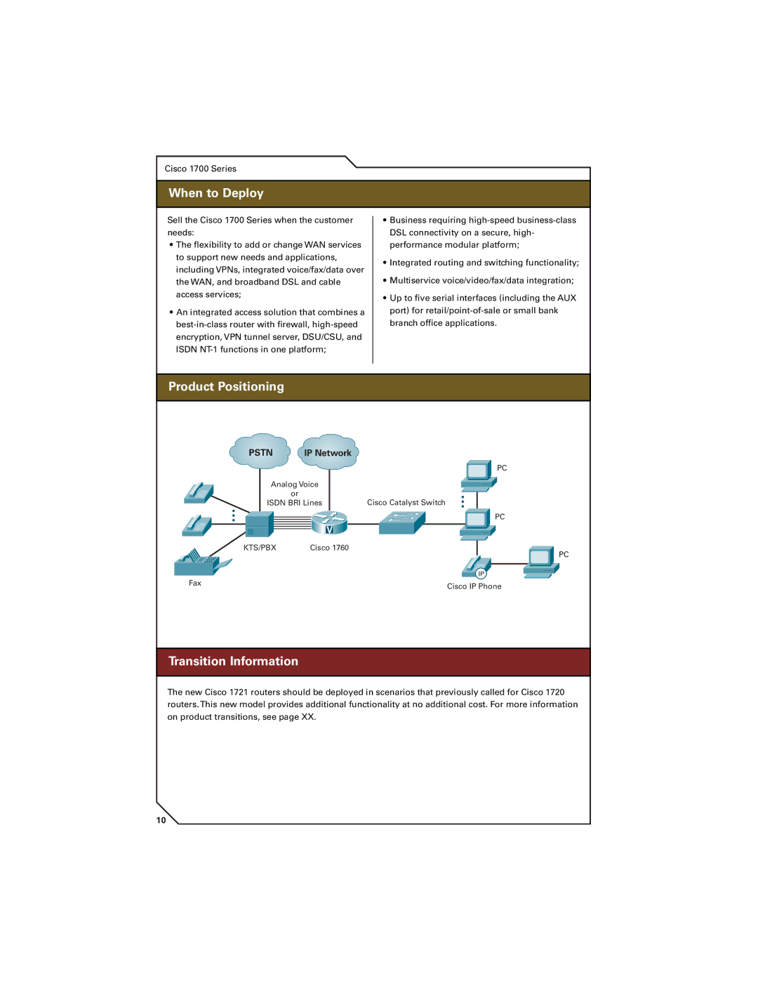 Cisco Systems 7300, 7200, 7400 manual When to Deploy, Product Positioning 