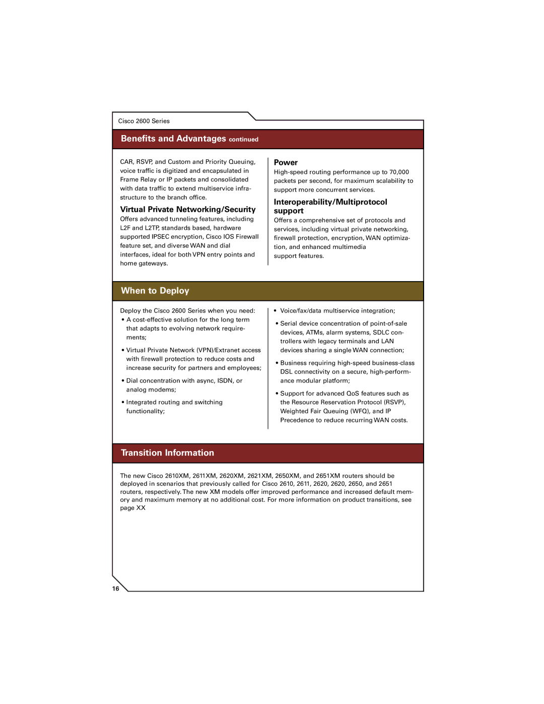 Cisco Systems 7300, 7200, 7400 manual Beneﬁts and& Advantagescontintinued, Virtual Private Networking/Security, Power 