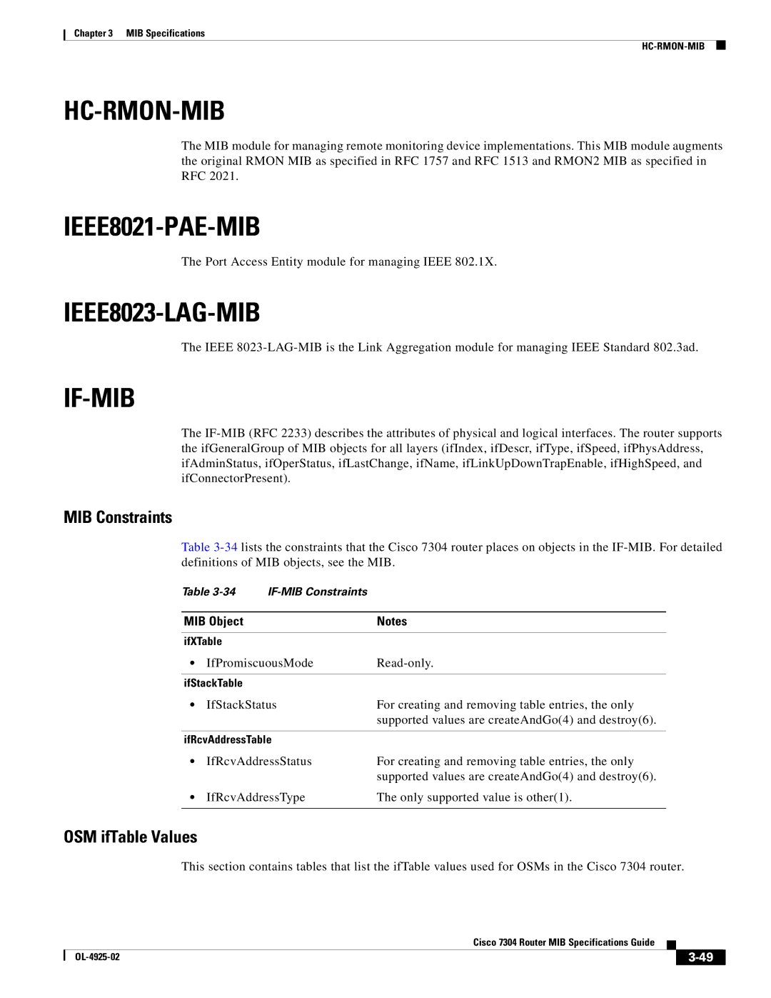 Cisco Systems 7304 specifications Hc-Rmon-Mib, IEEE8021-PAE-MIB, IEEE8023-LAG-MIB, If-Mib 