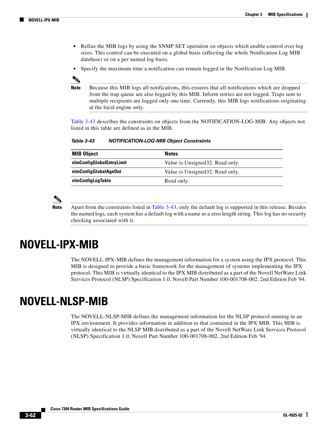 Cisco Systems 7304 specifications Novell-Ipx-Mib, Novell-Nlsp-Mib 