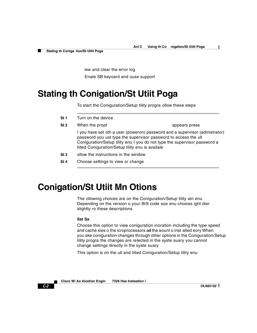 Cisco Systems 7326 manual Configuration/Setup Utility Menu Options, System Summary 