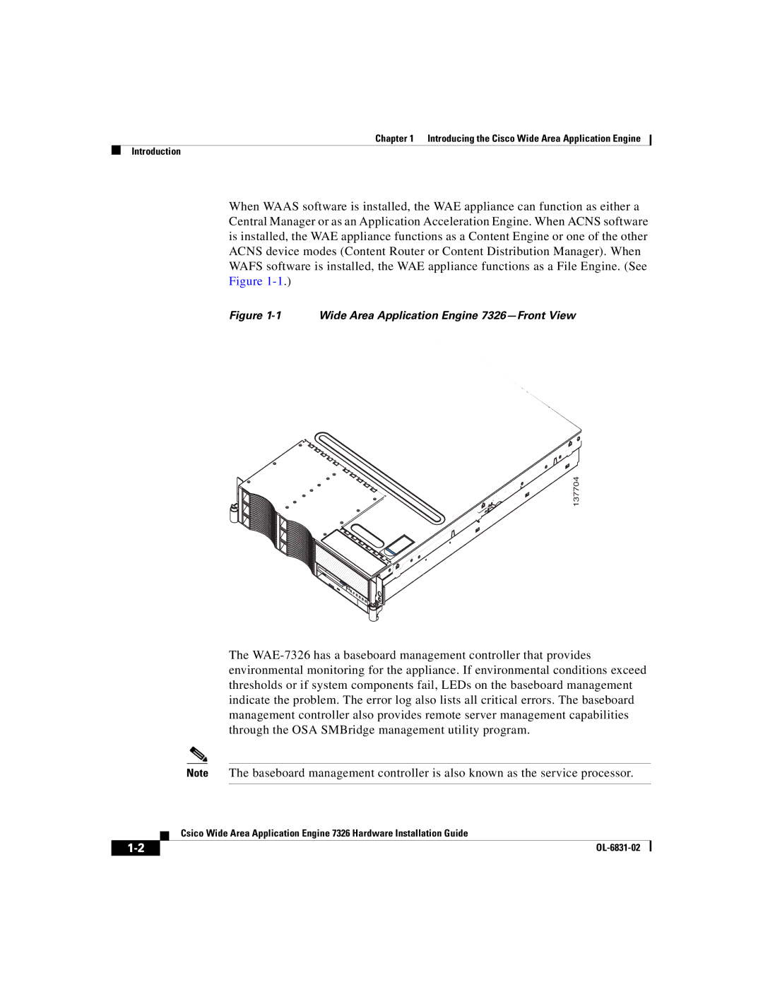 Cisco Systems manual Wide Area Application Engine 7326-Front View 