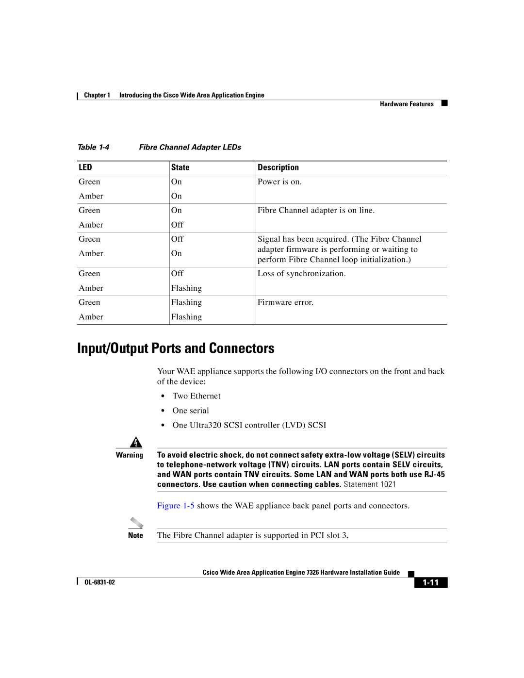 Cisco Systems 7326 manual Input/Output Ports and Connectors, State Description 