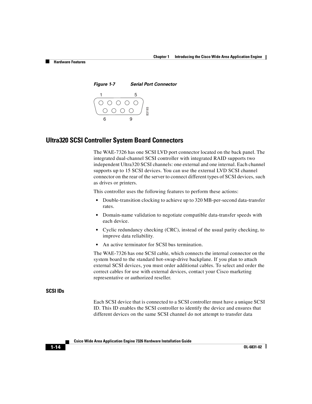 Cisco Systems 7326 manual Ultra320 Scsi Controller System Board Connectors 