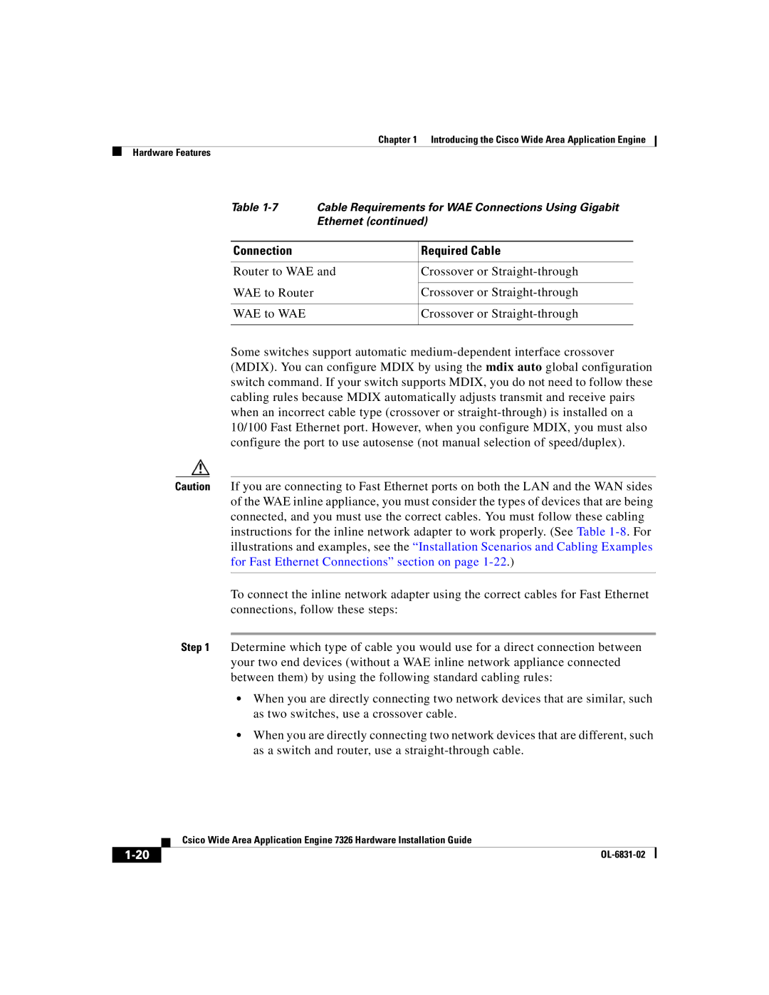 Cisco Systems 7326 manual Connection Required Cable 