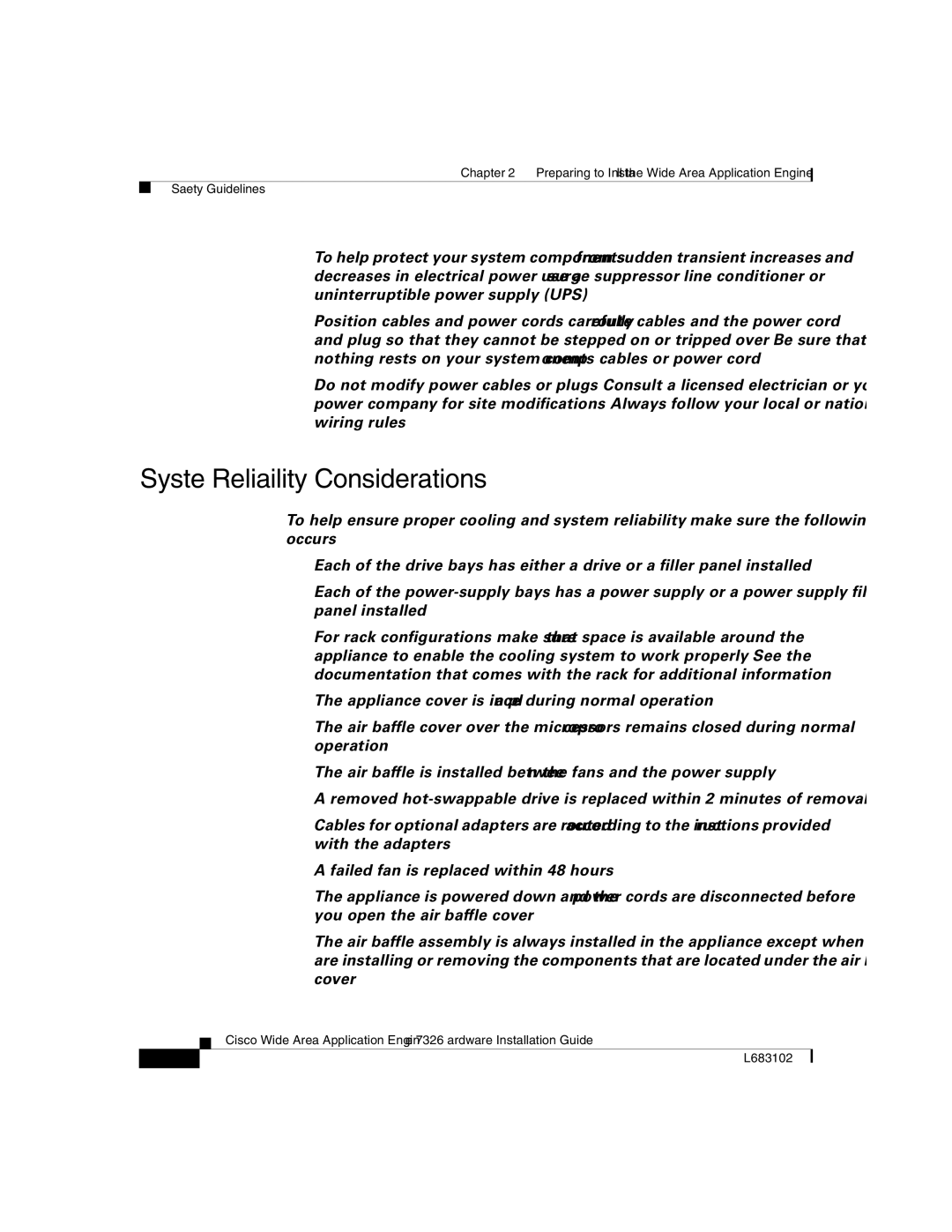 Cisco Systems 7326 manual System Reliability Considerations 