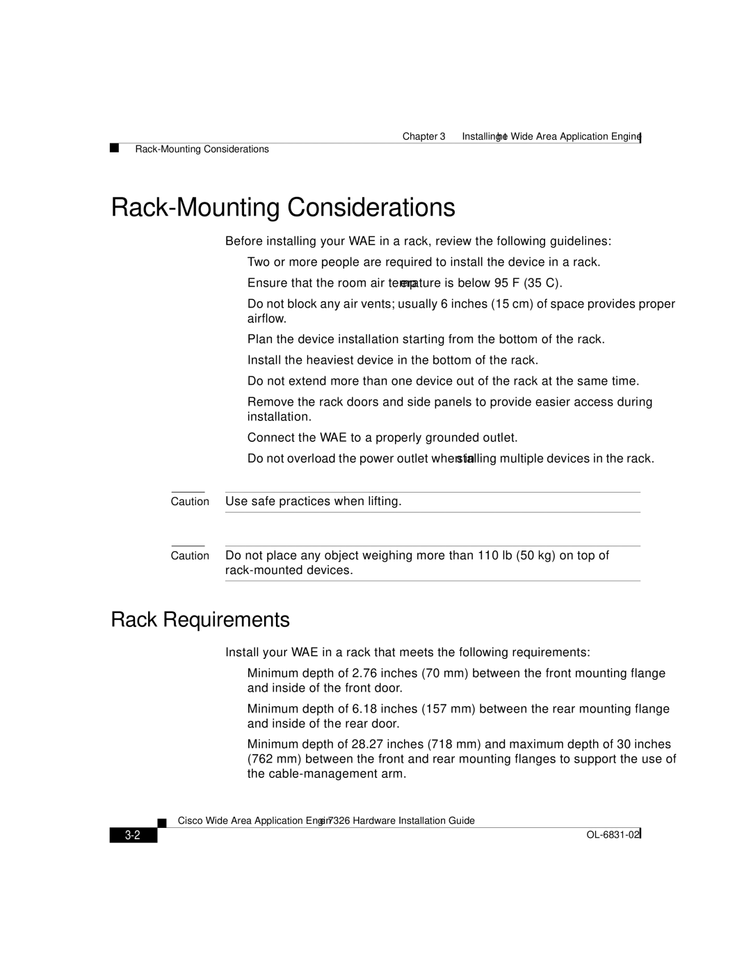 Cisco Systems 7326 manual Rack-Mounting Considerations, Rack Requirements 