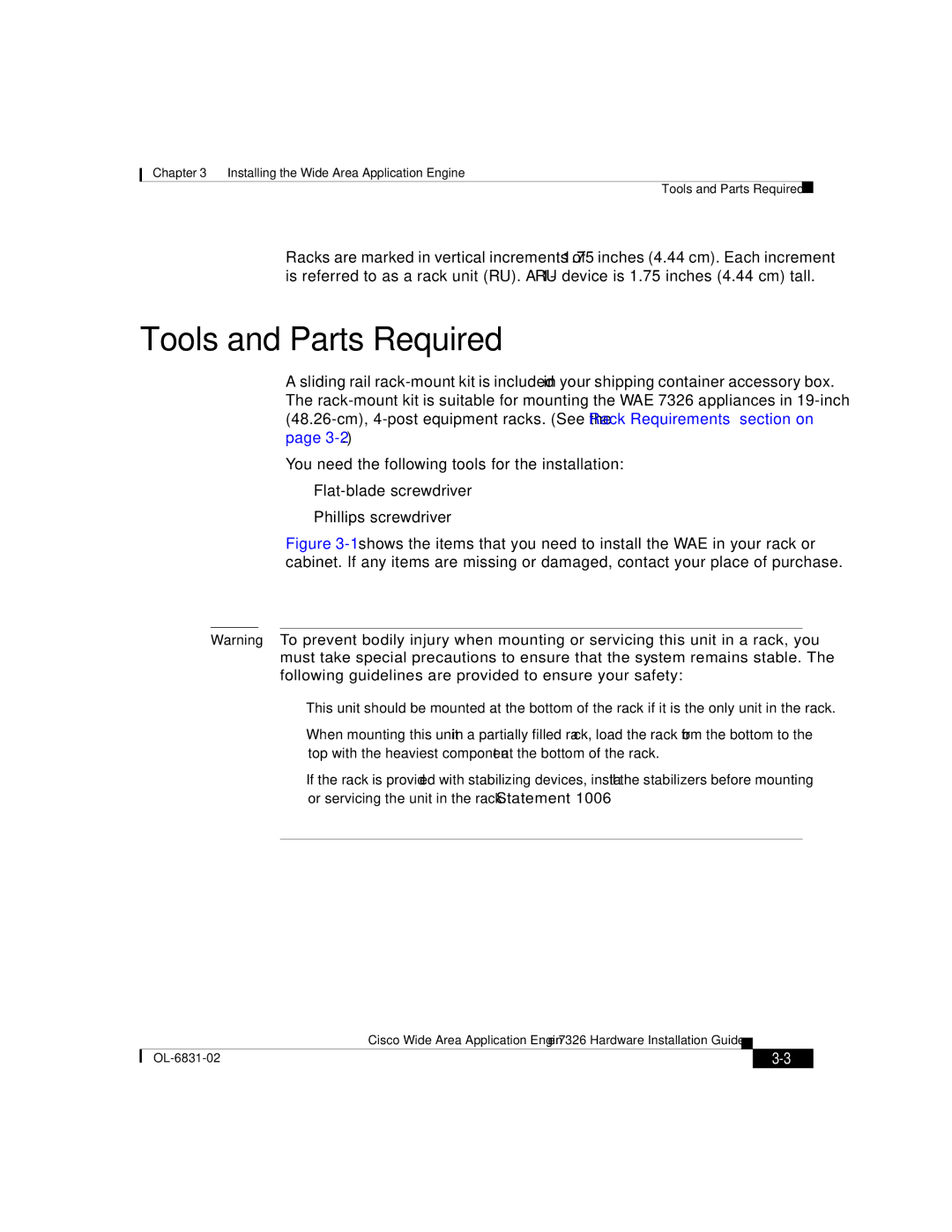 Cisco Systems 7326 manual Tools and Parts Required 