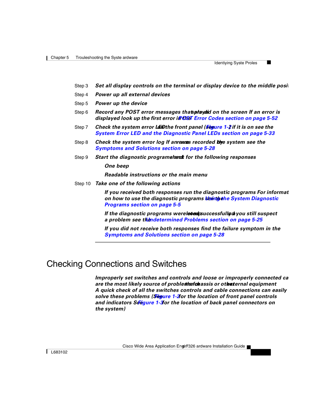 Cisco Systems 7326 manual Checking Connections and Switches 