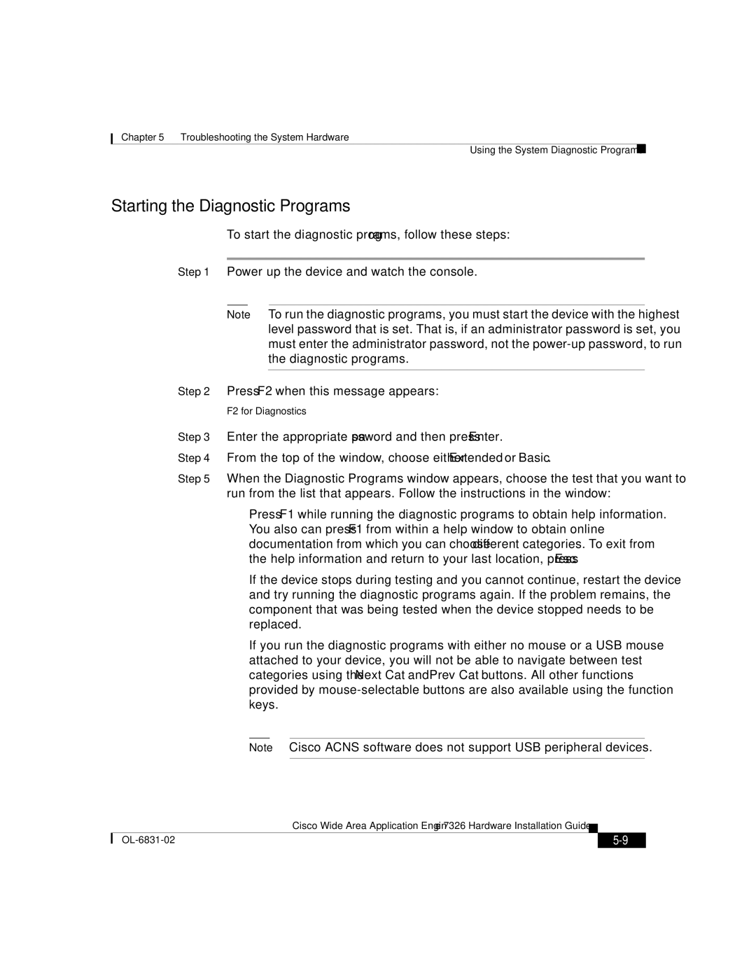 Cisco Systems 7326 manual Starting the Diagnostic Programs 