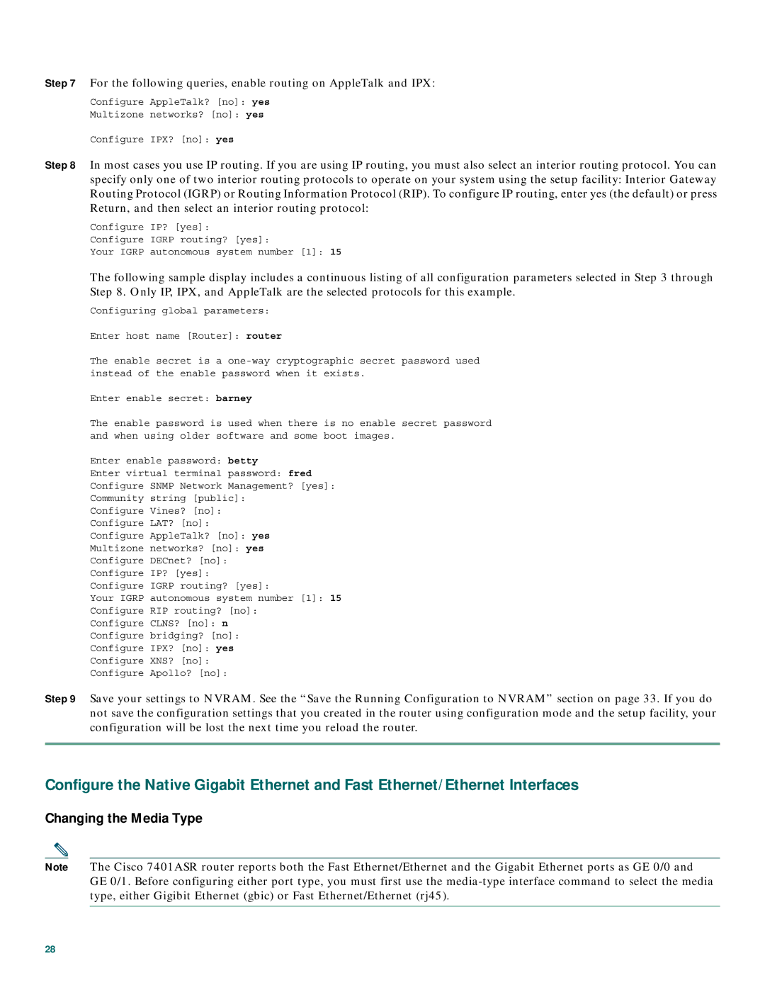 Cisco Systems 7401 quick start Changing the Media Type 