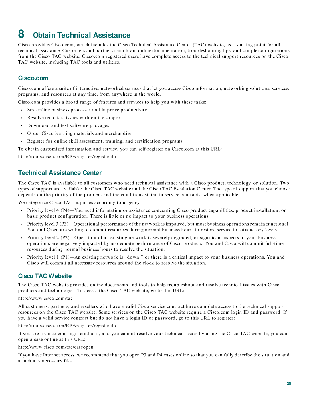 Cisco Systems 7401 quick start Obtain Technical Assistance, Cisco TAC Website 