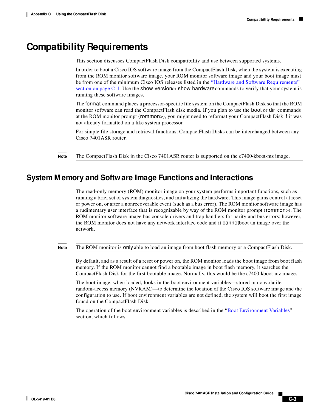 Cisco Systems 7401ASR manual Compatibility Requirements, System Memory and Software Image Functions and Interactions 