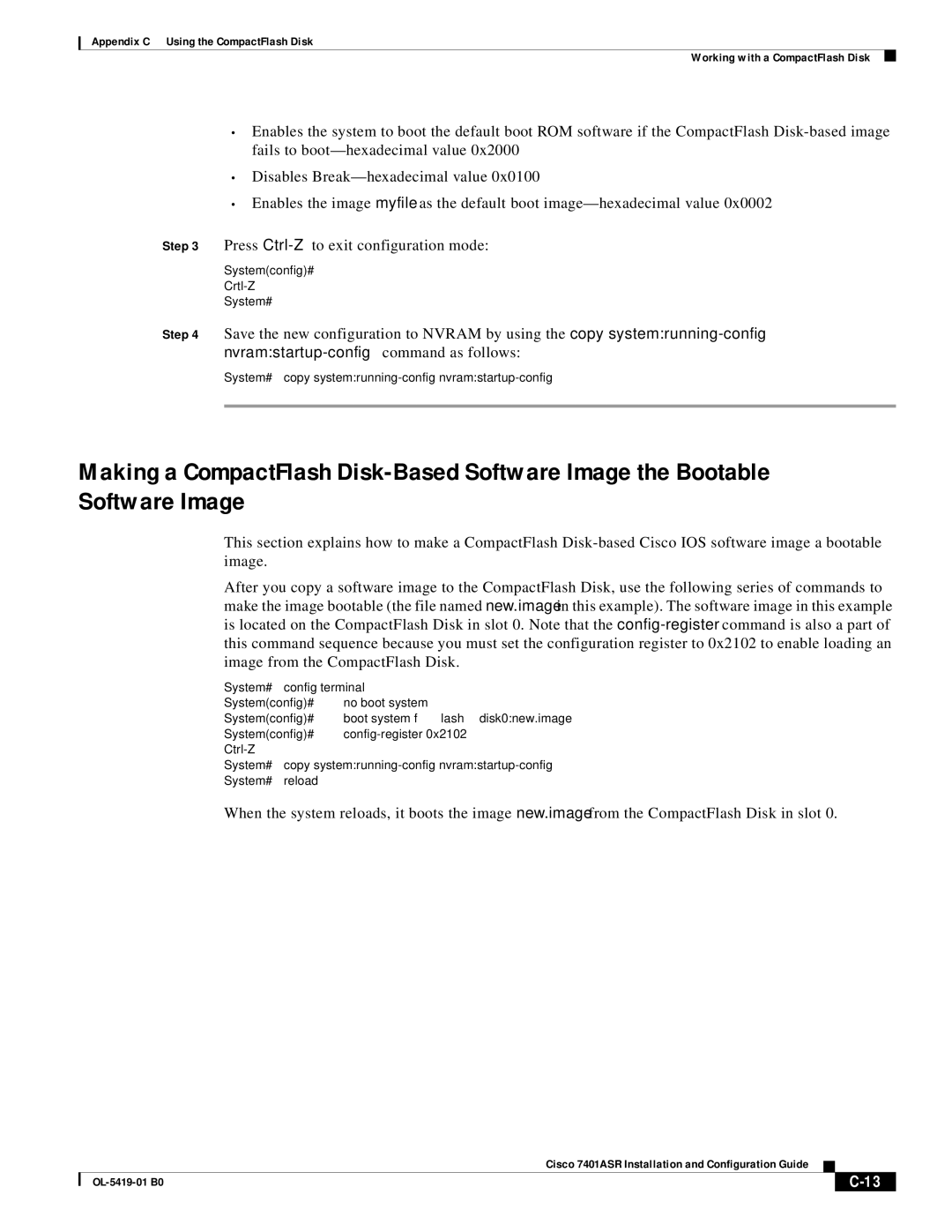 Cisco Systems 7401ASR manual Crtl-Z, System# copy systemrunning-config nvramstartup-config, System# config terminal 