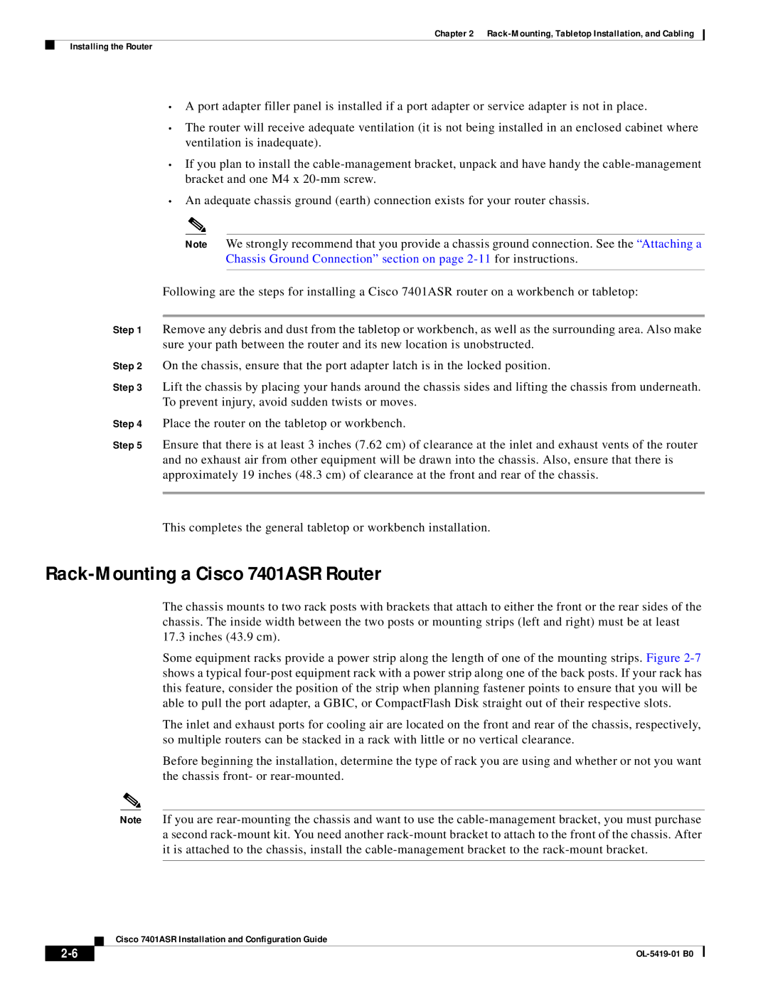 Cisco Systems manual Rack-Mounting a Cisco 7401ASR Router 