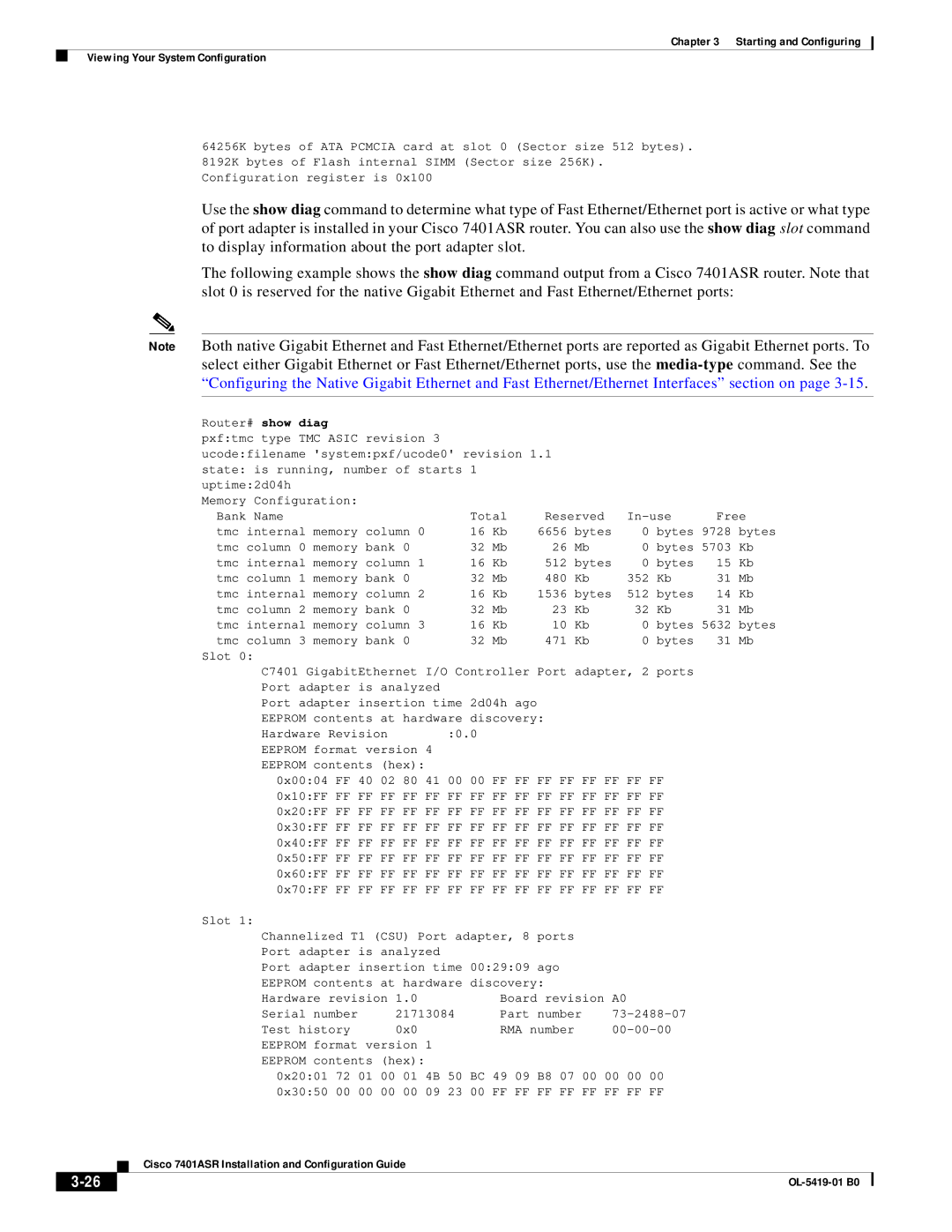 Cisco Systems 7401ASR manual Show diag 