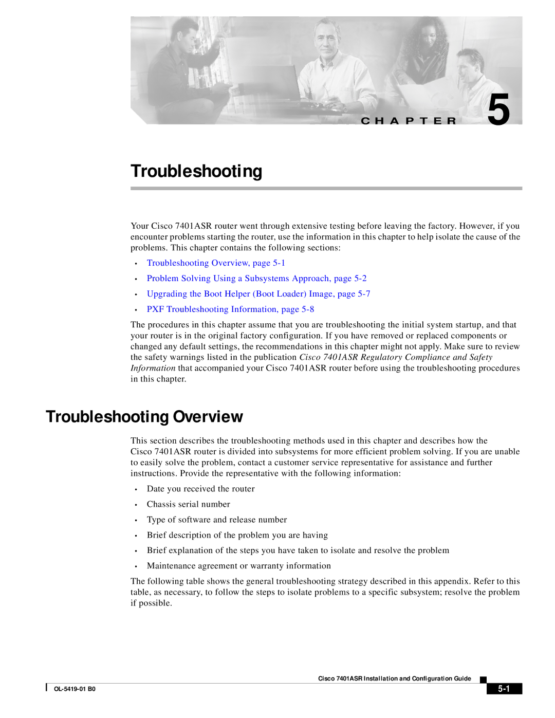 Cisco Systems 7401ASR manual Troubleshooting Overview 