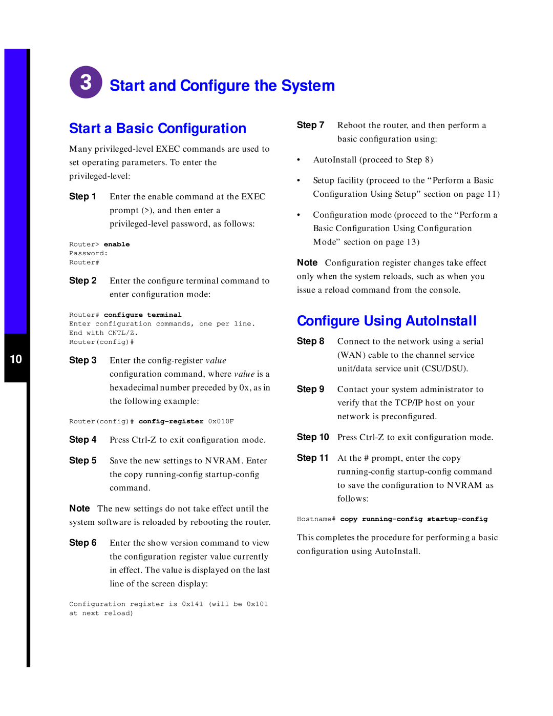 Cisco Systems 7505 quick start Copy running-conﬁg startup-conﬁg command, Running-conﬁg startup-conﬁg command 