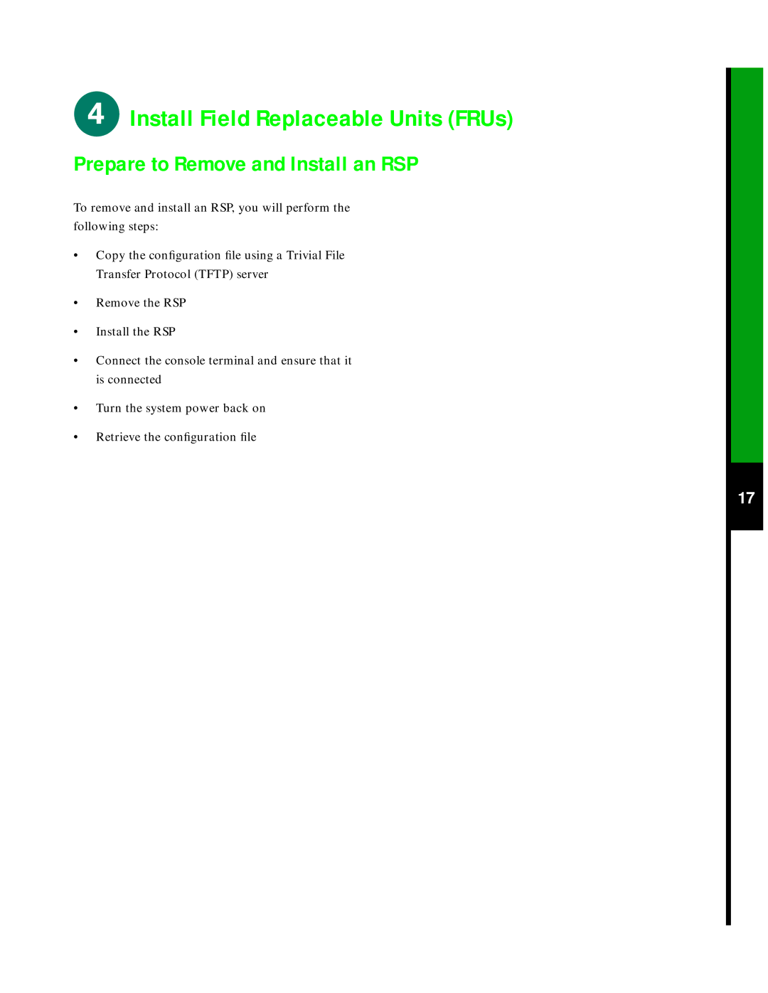 Cisco Systems 7505 quick start Prepare to Remove and Install an RSP 