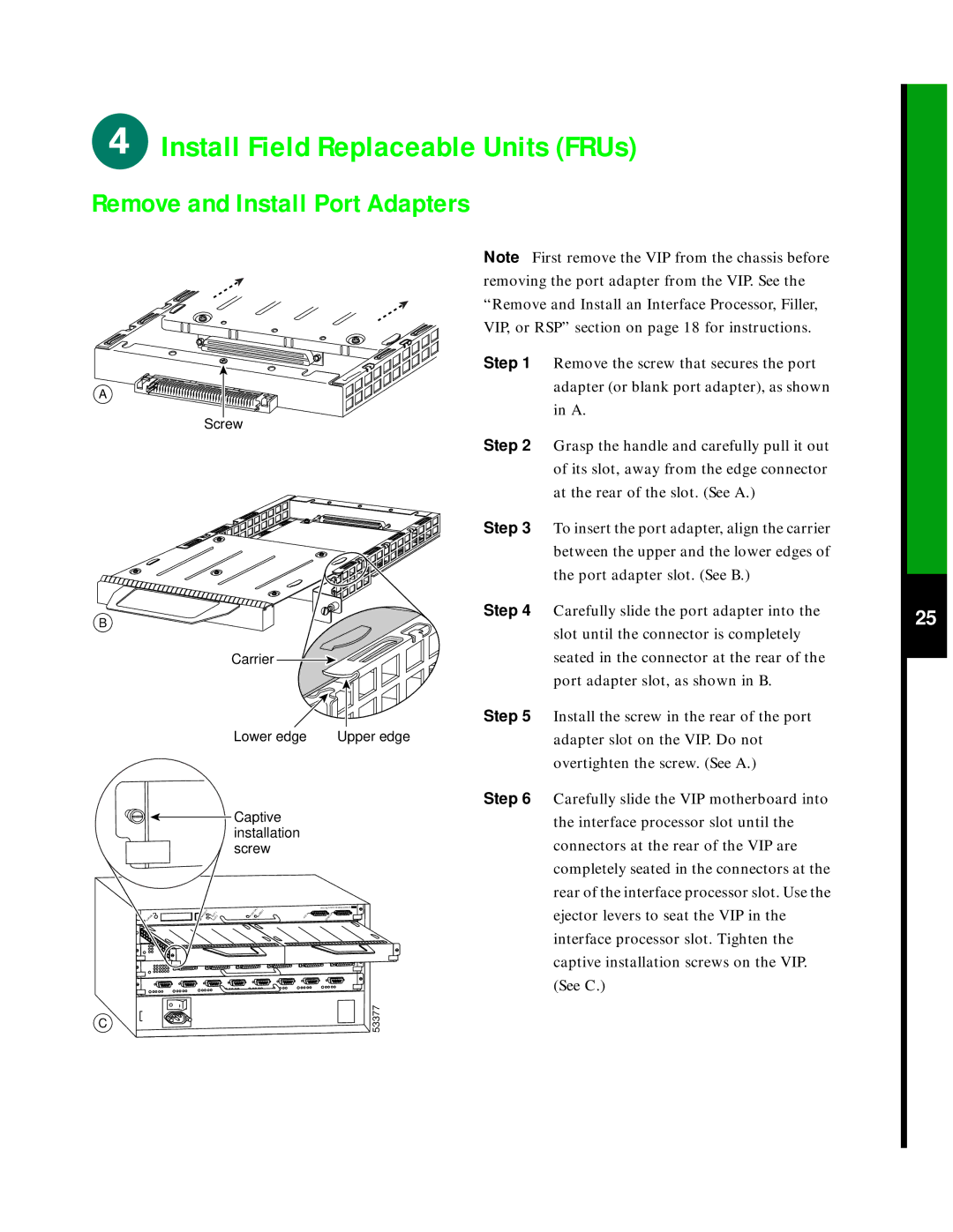 Cisco Systems 7505 quick start Remove and Install Port Adapters 