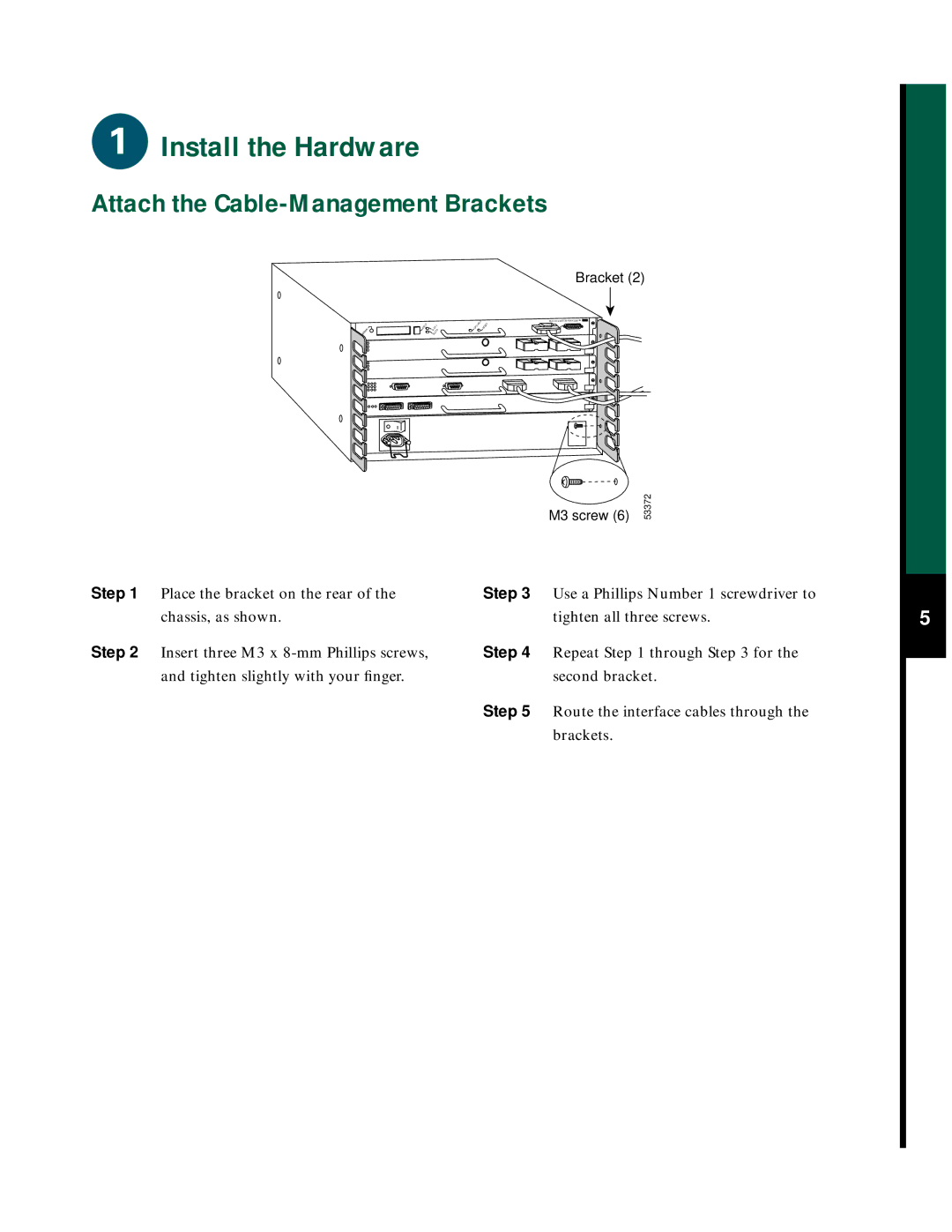 Cisco Systems 7505 quick start Attach the Cable-Management Brackets 