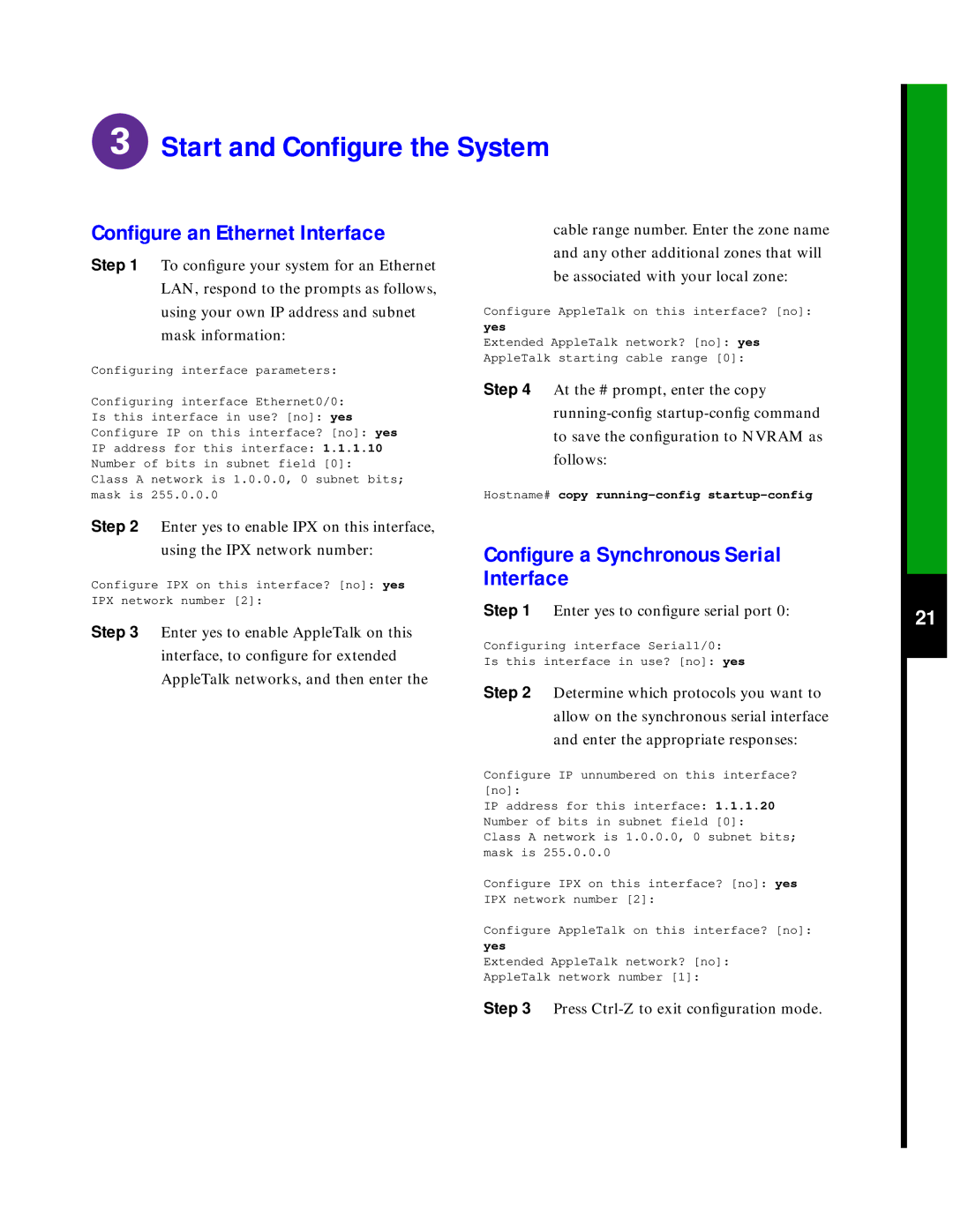 Cisco Systems 7507 quick start Conﬁgure an Ethernet Interface 