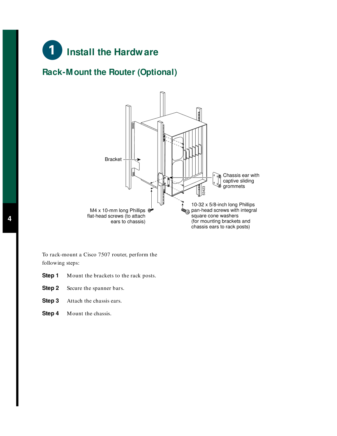 Cisco Systems 7507 quick start Rack-Mount the Router Optional, Grommets 