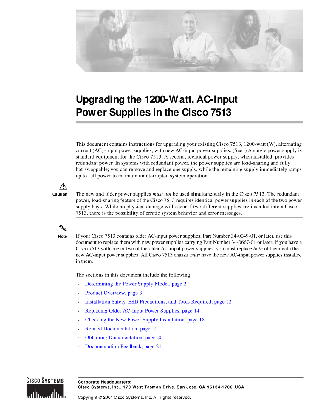 Cisco Systems 7513 manual Determining the Power Supply Model, page Product Overview, page, Documentation Feedback, page 