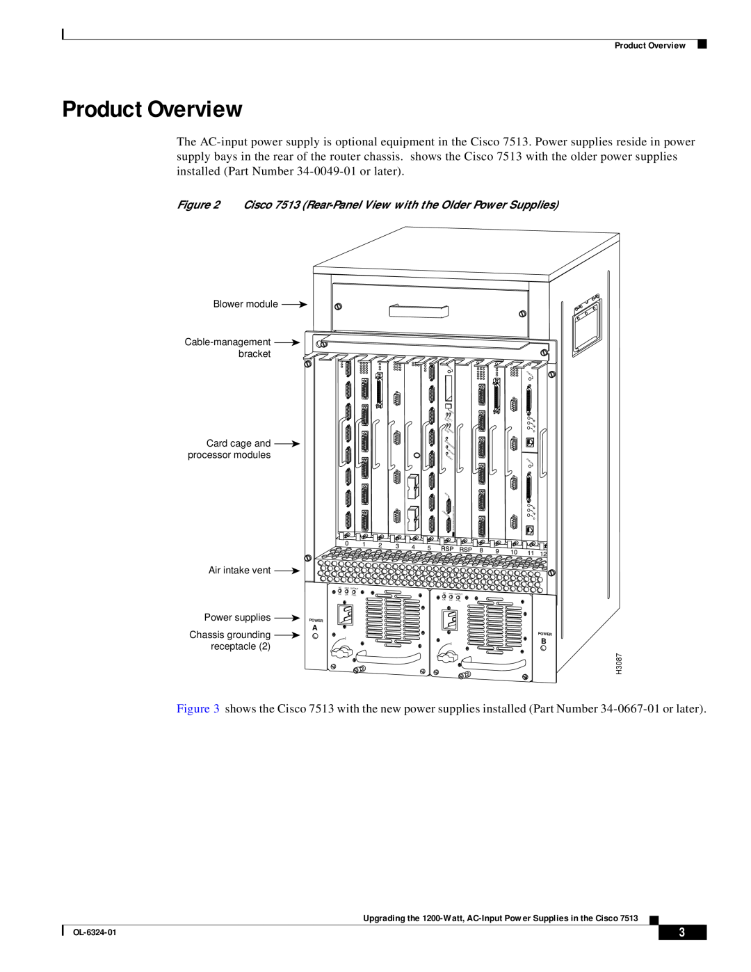 Cisco Systems manual Product Overview, Cisco 7513 Rear-Panel View with the Older Power Supplies 