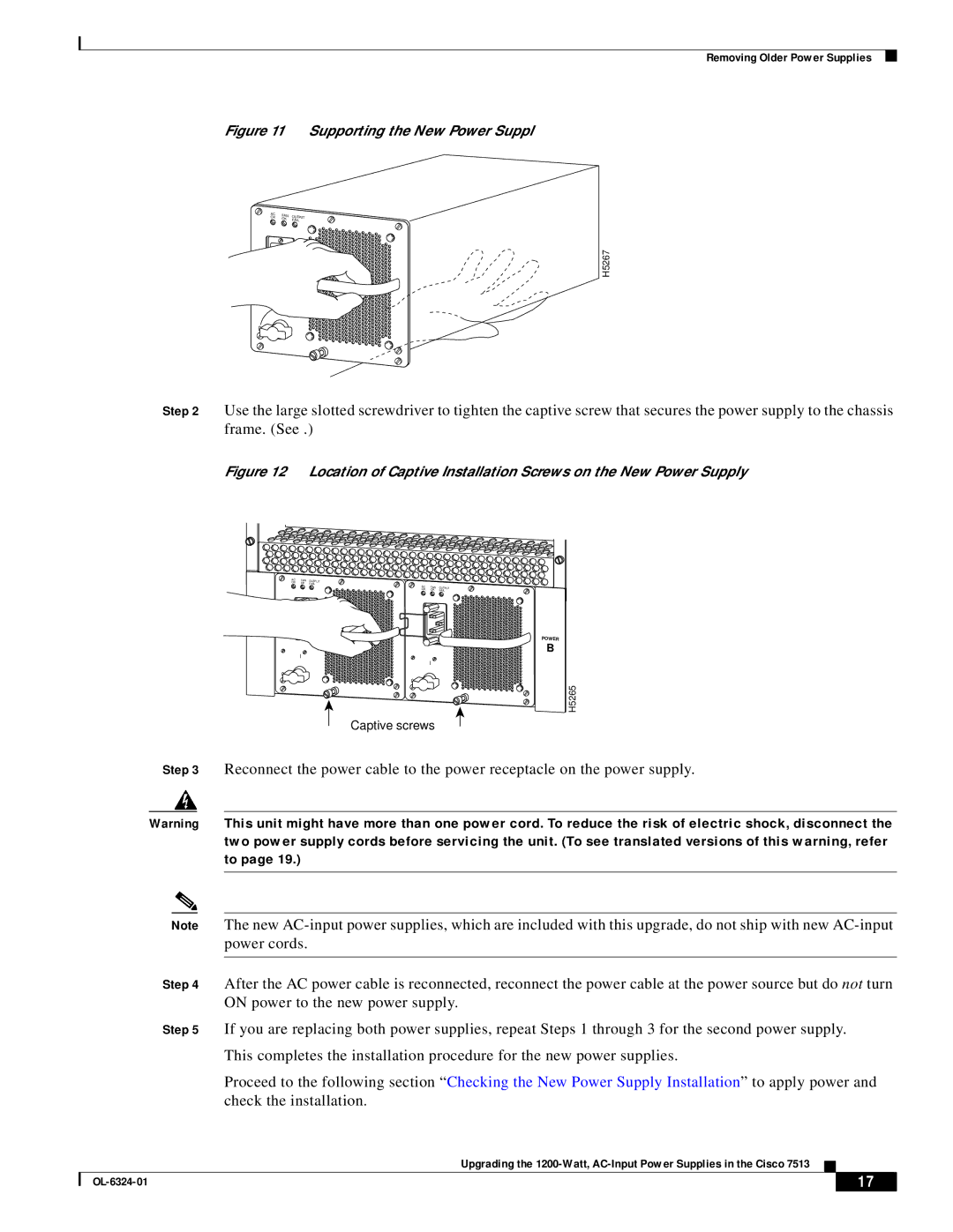 Cisco Systems 7513 manual Supporting the New Power Suppl 