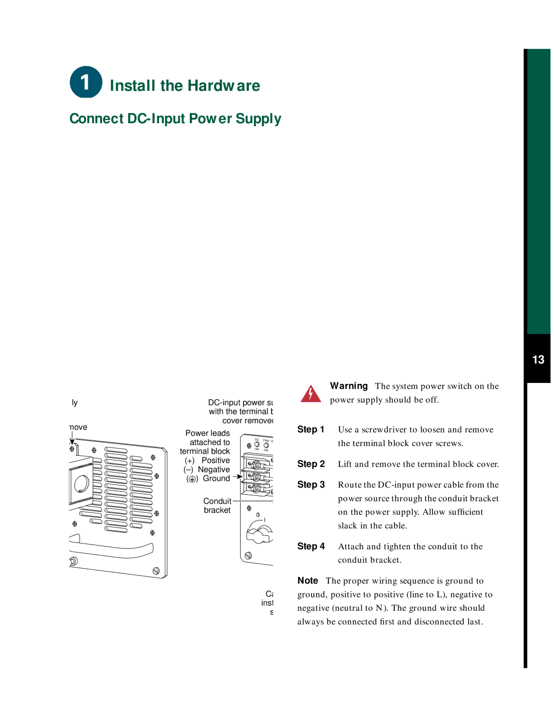 Cisco Systems 7576 quick start Connect DC-Input Power Supply 