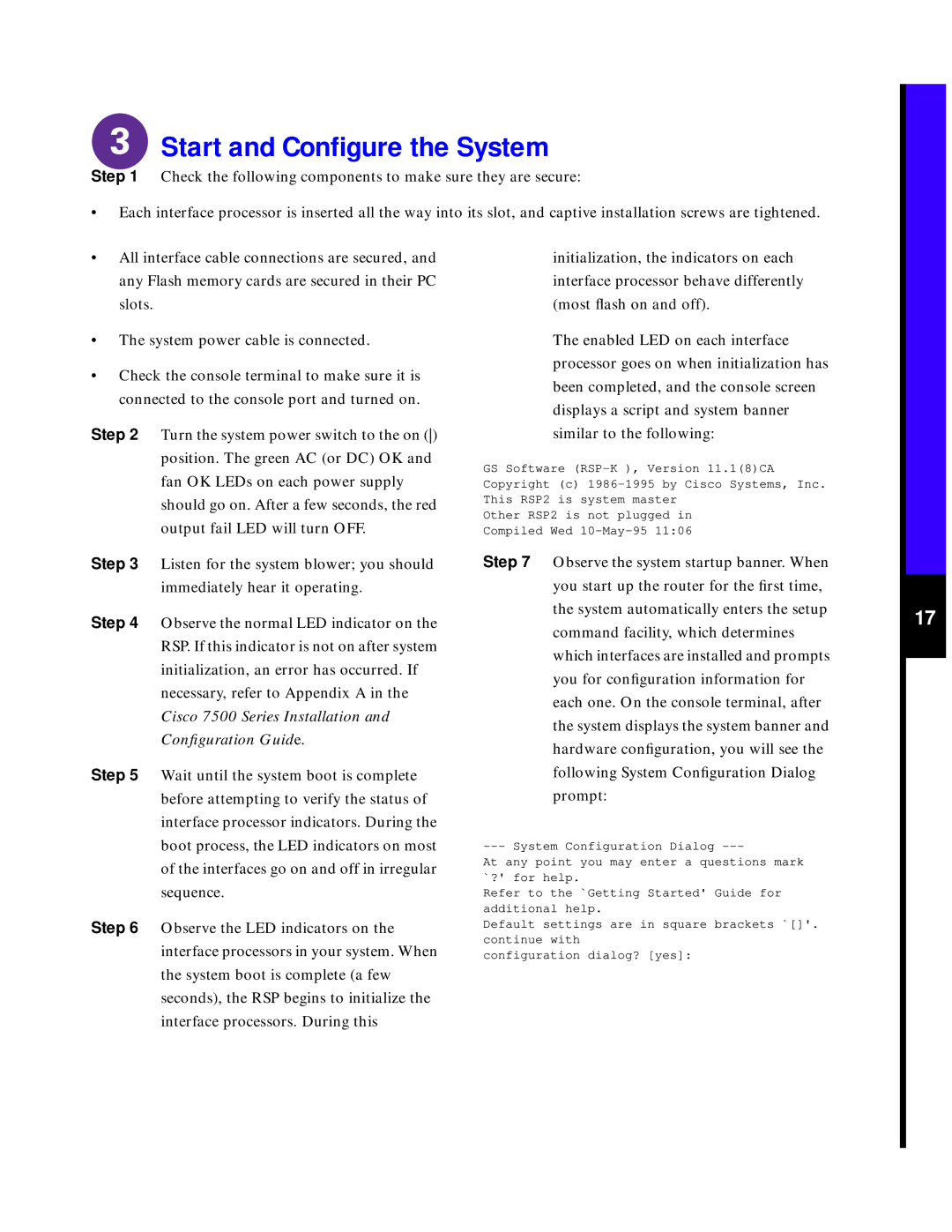 Cisco Systems 7576 quick start Start and Conﬁgure the System 