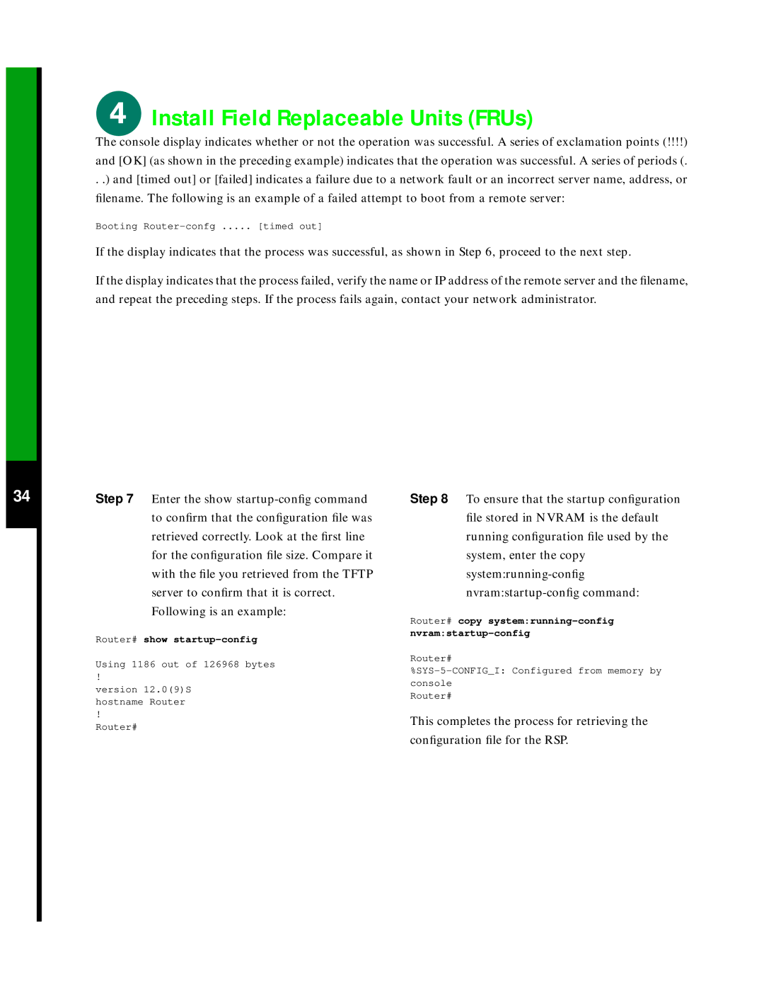 Cisco Systems 7576 quick start Systemrunning-conﬁg Nvramstartup-conﬁg command 