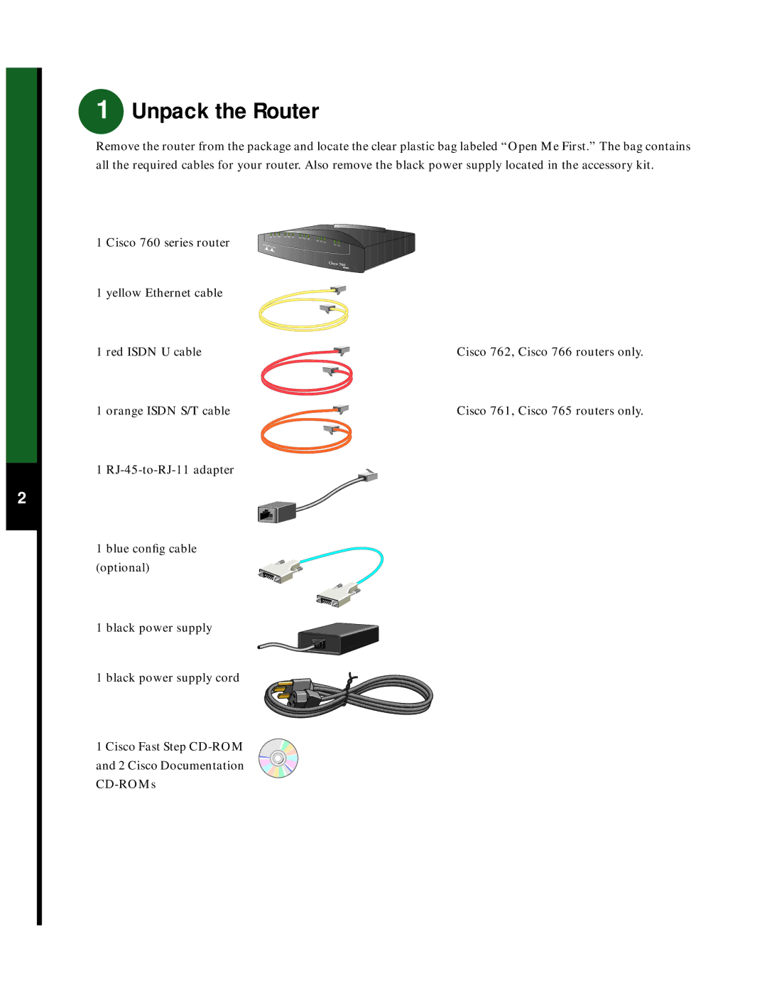 Cisco Systems quick start Unpack the Router, Cisco 760 series router 