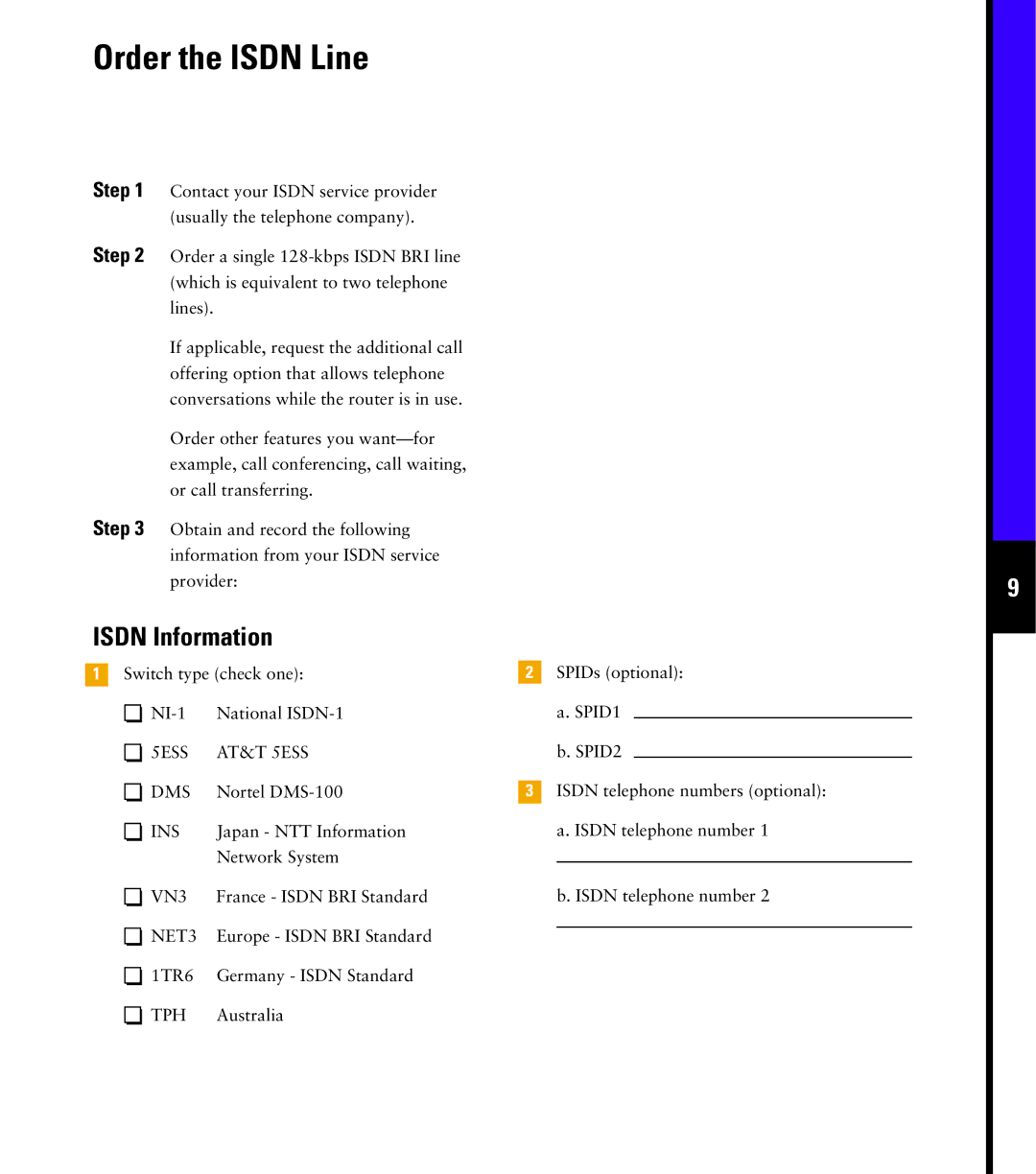 Cisco Systems 760 quick start Order the Isdn Line, Isdn Information 