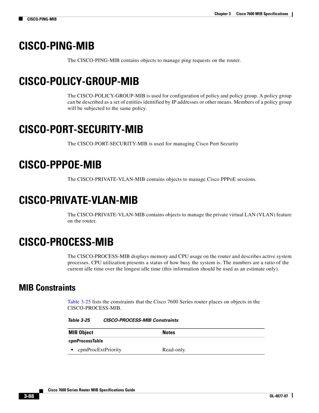 Cisco Systems 7600 MIB Cisco-Ping-Mib, Cisco-Policy-Group-Mib, Cisco-Port-Security-Mib, Cisco-Pppoe-Mib, Cisco-Process-Mib 