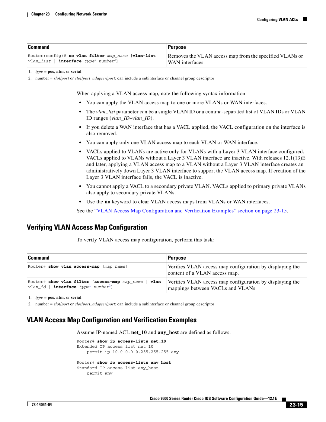 Cisco Systems 7600 SERIES Verifying Vlan Access Map Configuration, Vlan Access Map Configuration and Verification Examples 