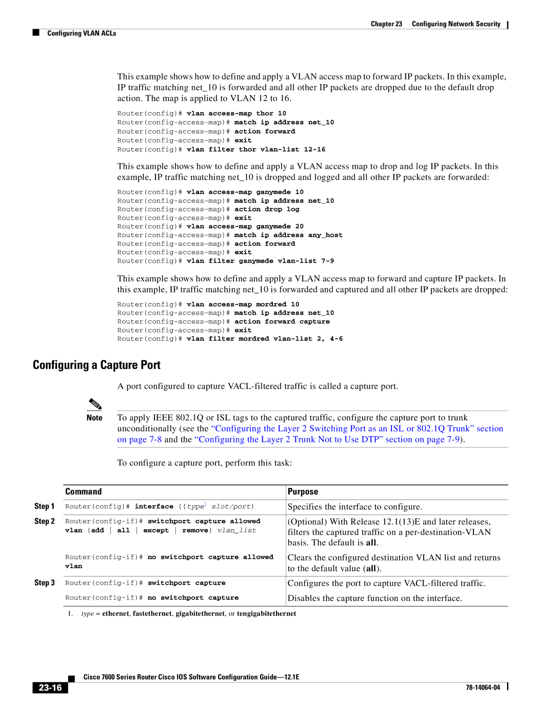 Cisco Systems 7600 SERIES manual Configuring a Capture Port, 23-16 