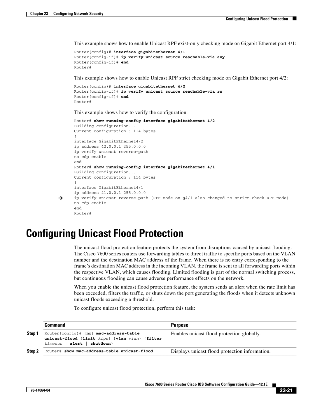 Cisco Systems 7600 SERIES Configuring Unicast Flood Protection, This example shows how to verify the configuration, 23-21 