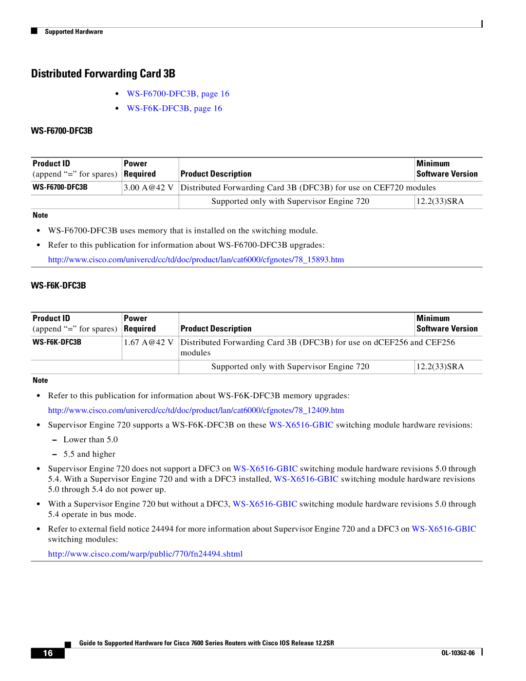 Cisco Systems 7600 SERIES manual Distributed Forwarding Card 3B, WS-F6700-DFC3B, WS-F6K-DFC3B 