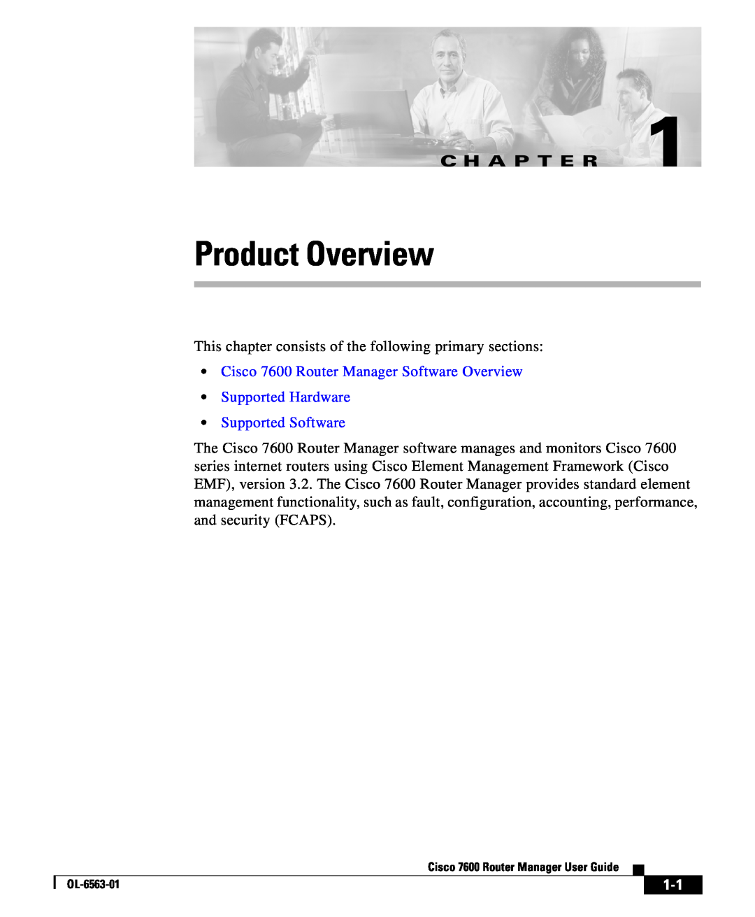 Cisco Systems manual Product Overview, C H A P T E R, Cisco 7600 Router Manager Software Overview Supported Hardware 