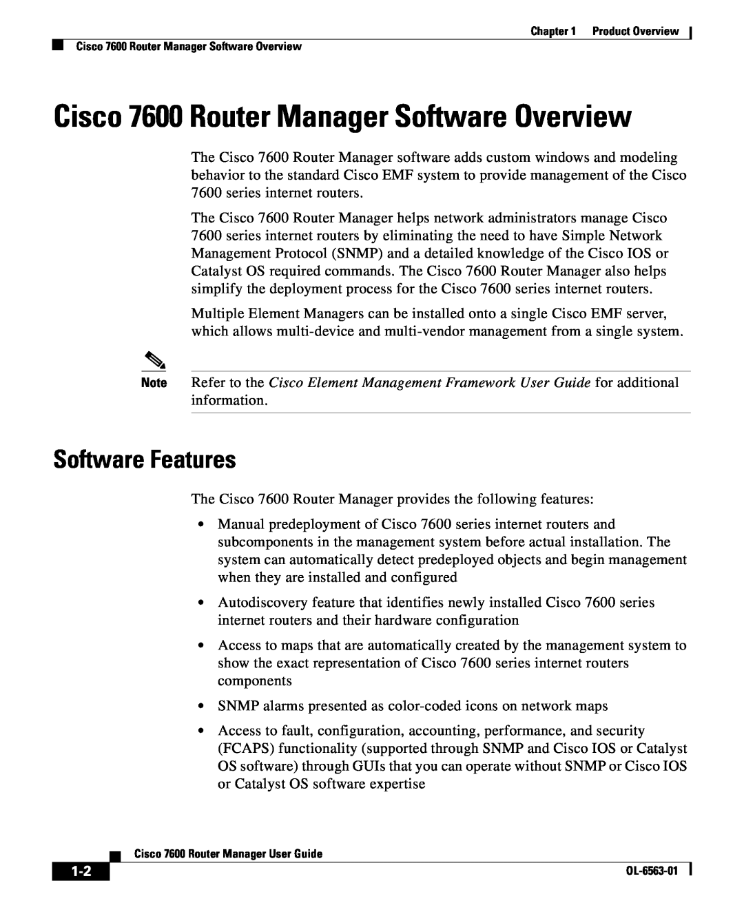 Cisco Systems manual Cisco 7600 Router Manager Software Overview, Software Features 