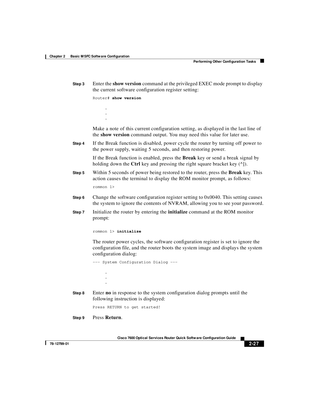 Cisco Systems 7600 manual 2-27, Press Return 