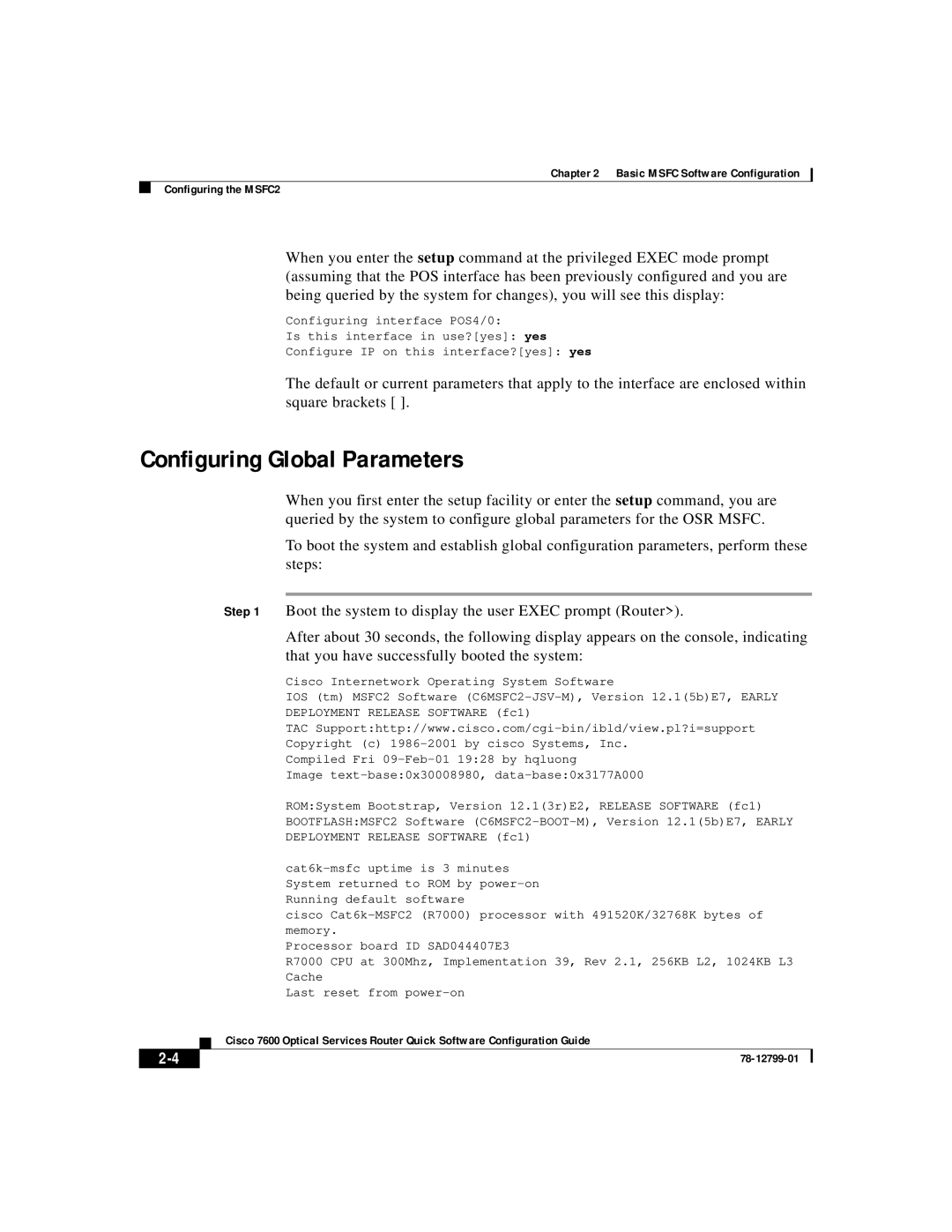 Cisco Systems 7600 manual Configuring Global Parameters 